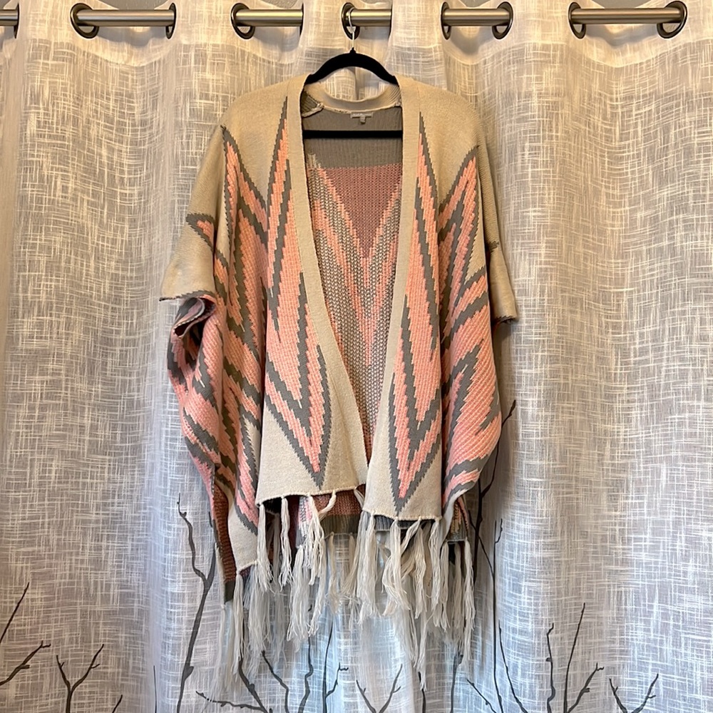Bohemian Charlotte Russe Tan & Pink comfy  Women’s pancho